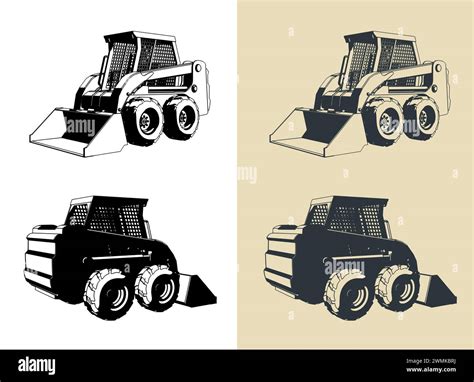 skid steer illustration|sketches of skid steers.